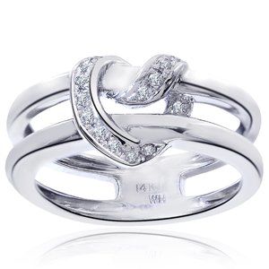 0.15 Carat Round Cut Diamond Crisscross Heart Ring